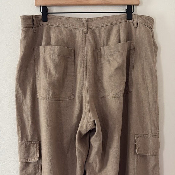 A New Day Linen Blend Cargo Pants Straight Leg Adjustable Ankle Size 14 Brown - Picture 5 of 15